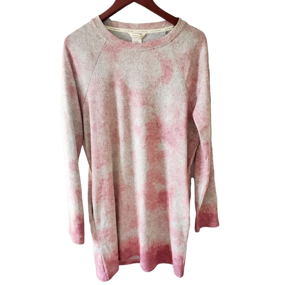 Lucky Brand Marbled Gray and Pink Tunic Sweater Size Small NWT